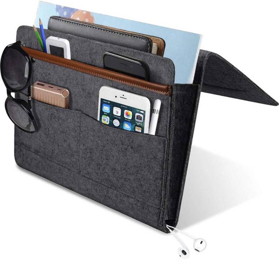 Flokoo Bedside Pocket Hoogwaardige vilten opbergzak voor bed of bank – Nachtkastje voor IPad & Tijdschriften Bed Organizer – Bank Organizer – Opbergcase Magazine opberger Origineel cadeau Bedorganizer Bankorganizer Opbergvak bed