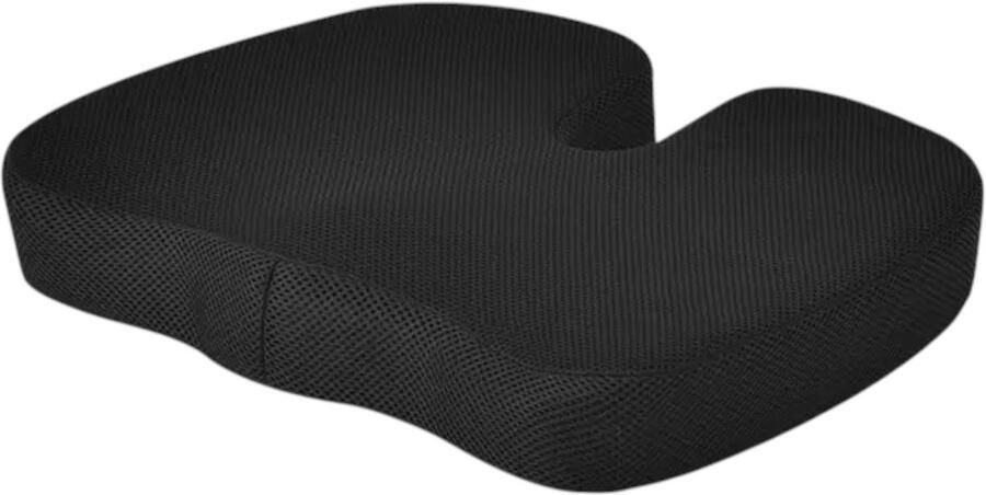 Flokoo Ergonomisch Zitkussen met Band – Stuitkussen & Wigkussen – Zitverhoger voor Auto & Stoel – Autokussen – 45cm – Zwart