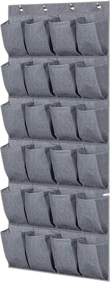 Flokoo Schoenenkast Hangend Schoenenzak 24 vakken Opbergen van Schoenen aan Deur Schoenenzak licht grijs Oplossing voor rondslingerende schoenen Hoogwaardige Schoenenkast