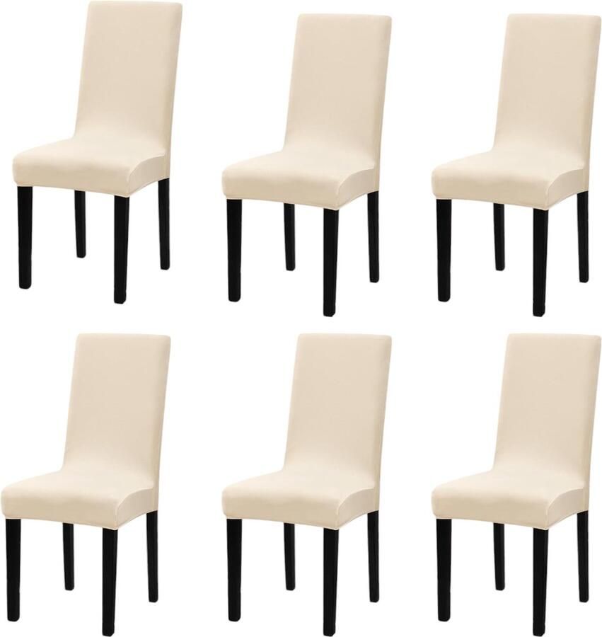 Flokoo Stoelhoezen Eetkamerstoel Hoes 6 Stuks Creme Bescherm stijlvol je stoelen