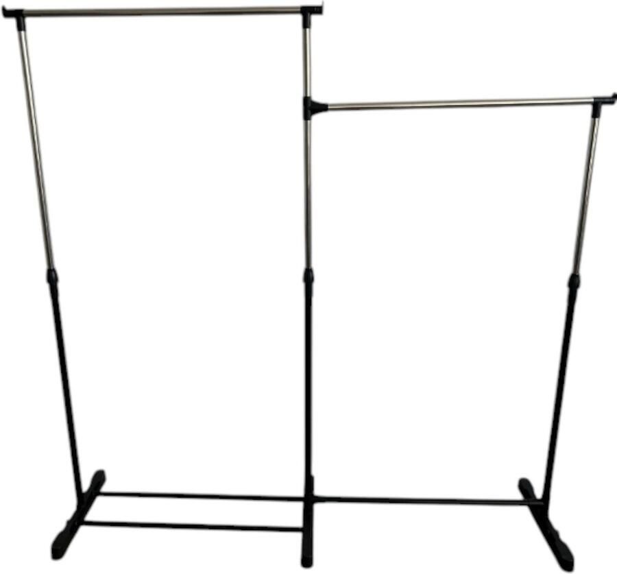 Flokoo Verstelbaar Kledingrek met Hoek – Ruimtebesparend Design Mobiel met Wieltjes Duurzaam en Multifunctioneel – Ideaal voor Kleine Ruimtes en Garderobes