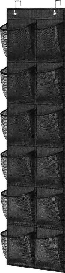 Flokoo Schoenenkast Hangend Schoenenzak 12 vakken Opbergen van Schoenen aan Deur Schoenenzak Zwart Oplossing voor rondslingerende schoenen Hoogwaardige Schoenenkast