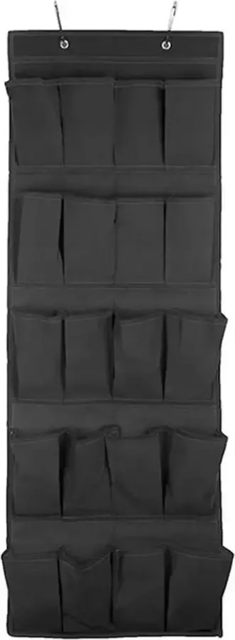 Flokoo Schoenenkast Hangend Stof Zwart 125 cm Hoog 20 Vakken