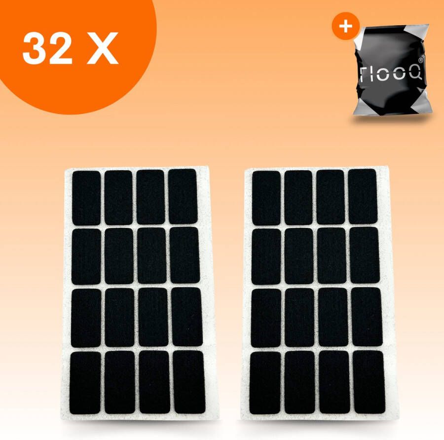 FLOOQ Anti Kras Zelfklevend Meubelvilt Zwart 32 stuks Vierkant 3 x 1 5 cm Voor Meubels