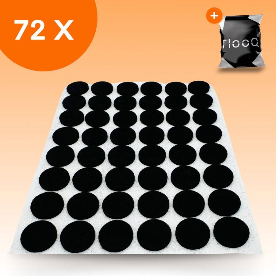 FLOOQ Anti Kras Zelfklevend Meubelvilt Zwart 72 stuks Rond 1 5 cm diameter Voor Meubels