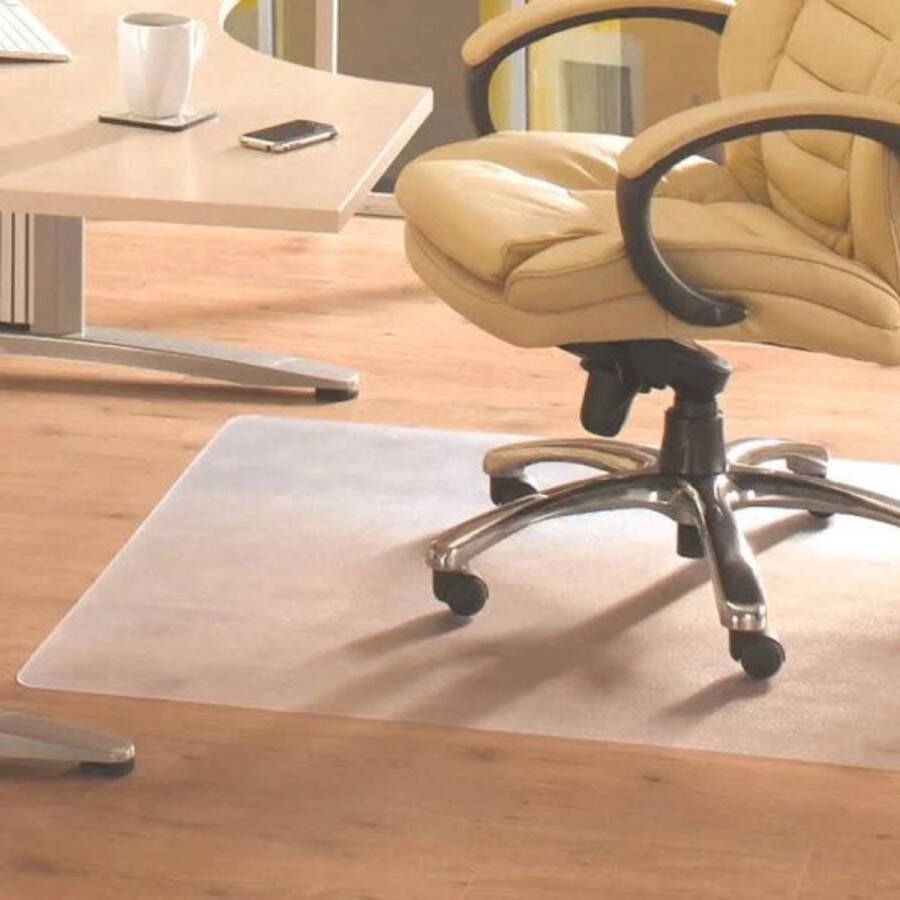 FLOOQ Bureaustoelmat PVC 90 x 120cm Vloermat Bureaustoel Inclusief Schoonmaakborstel Vloerbeschermer Beschermt Transparant - Foto 2