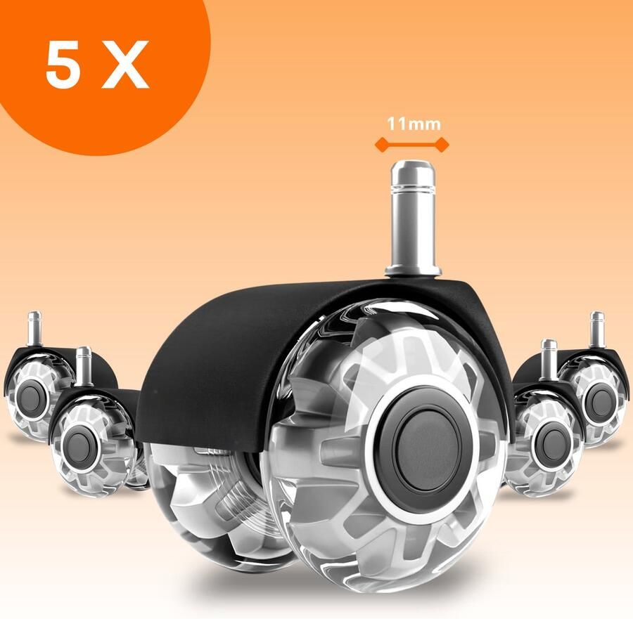 FLOOQ Bureaustoel Wielen Turbine 11mm Zwenkwielen Set van 5