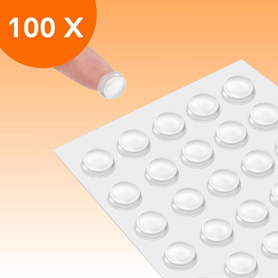 FLOOQ Deurstoppers Zelfklevend Transparant 100 x 8mm Stootdopjes Stootdoppen Muurbescherming Deurbescherming Soft Close Kast Deurdemper