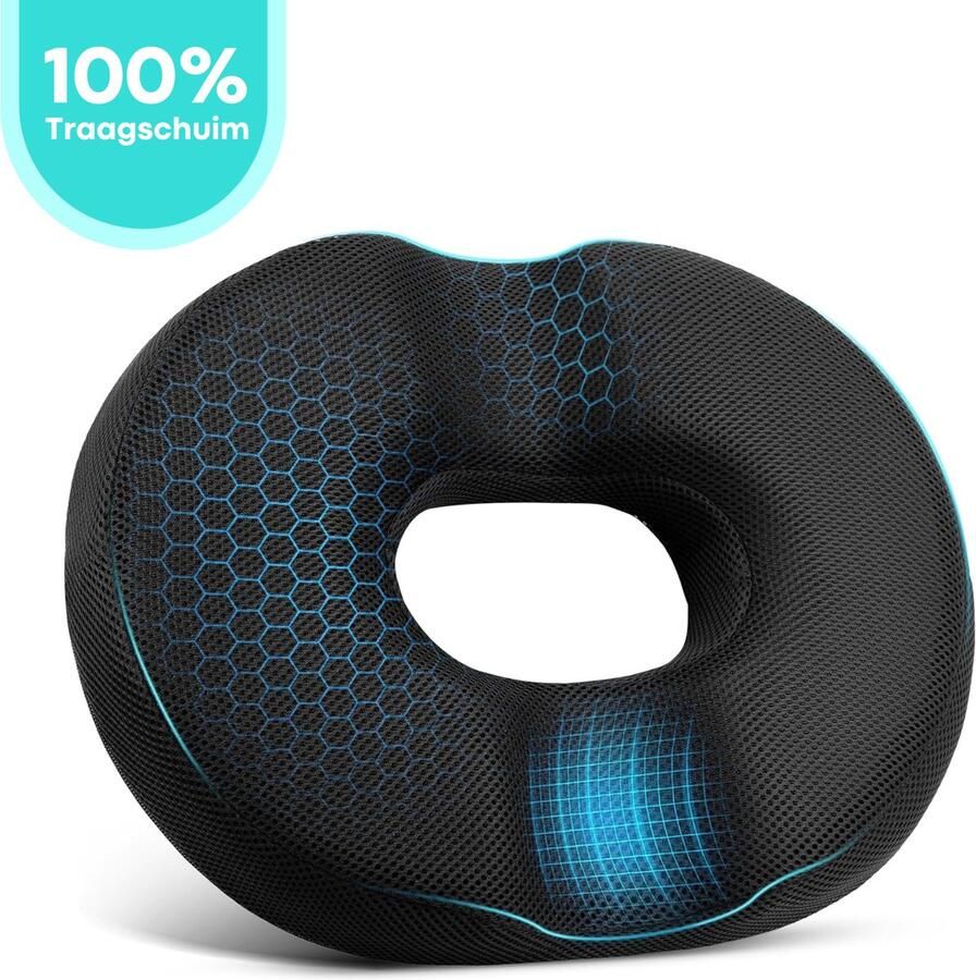 FLOOQ Orthopedisch Zitkussen Traagschuim Donutvorm Rond