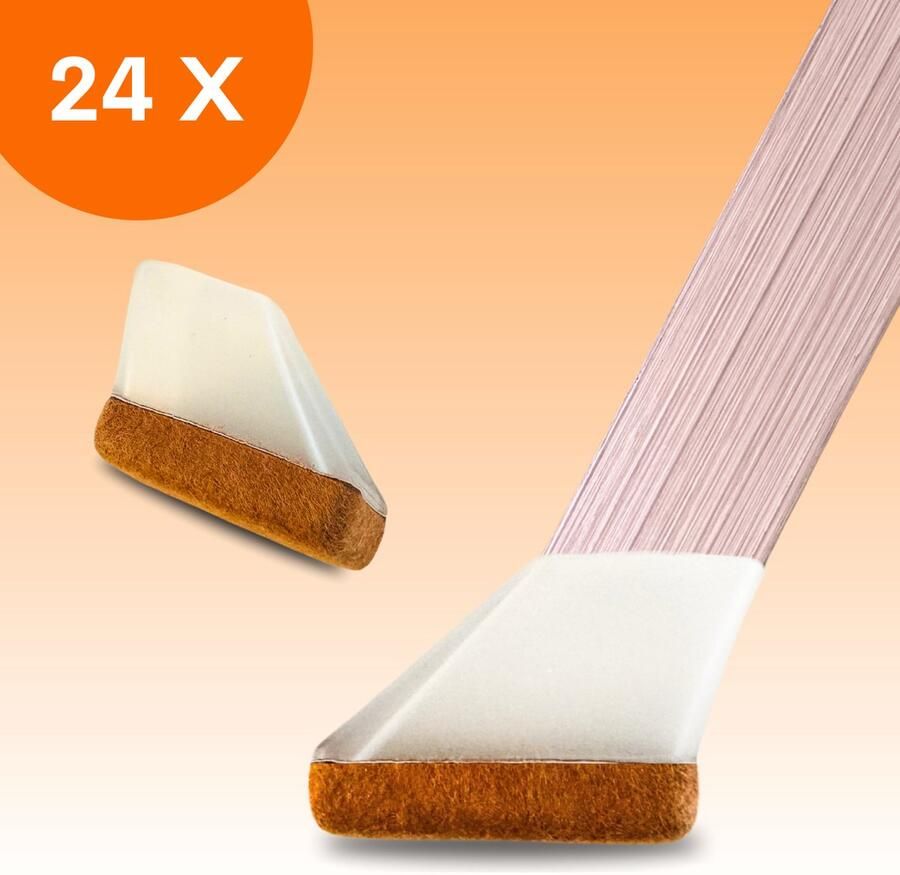 FLOOQ LOOQ Premium Stoelpootdoppen Flexibel Rechthoekig Schuin 30 x 15mm Anti-Kras Vilt Stoelpoot beschermers Vloerbescherming 24 Stuks – Frits