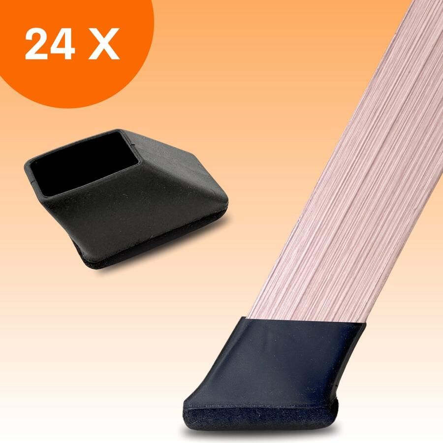FLOOQ Premium Stoelpootdoppen Flexibel Rechthoekig Schuin 32 x 15mm Anti-Kras Vilt Stoelpoot beschermers Vloerbescherming 24 Stuks – Frits