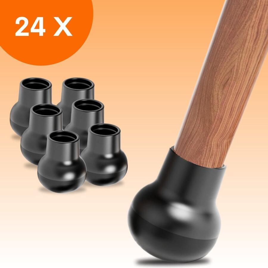 FLOOQ Premium Stoelpootdoppen Tapijt Vloerbedekking 14-19mm Stoelpoot beschermers Vloerbescherming 24 Stuks – Rond Francis