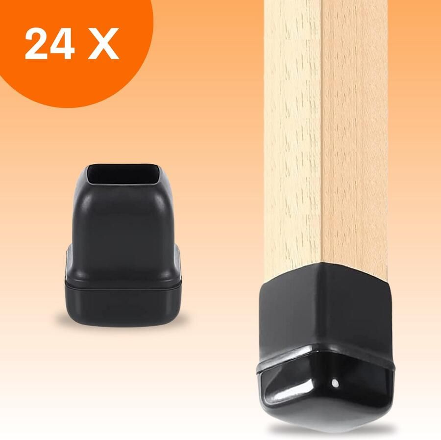 FLOOQ Premium Stoelpootdoppen Tapijt Vloerbedekking 19-25mm Stoelpoot beschermers Vloerbescherming 24 Stuks Vierkant Franco