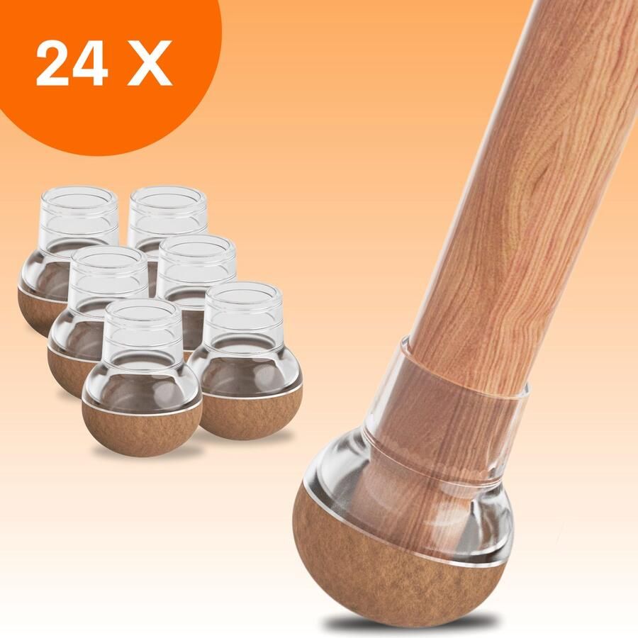 FLOOQ Pro Stoelpootdoppen Flexibel Rond 14-20mm Anti-Kras Vilt Stoelpoot beschermers Vloerbescherming 24 Stuks – Fabian