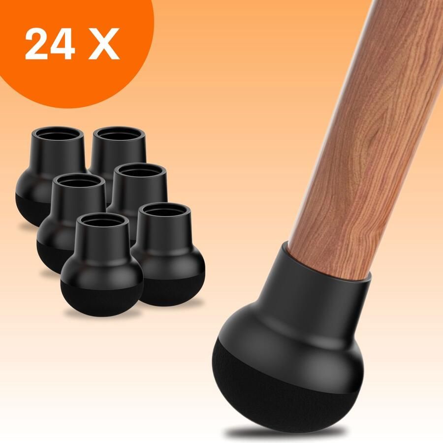 FLOOQ Pro Stoelpootdoppen Flexibel Rond 14-20mm Anti-Kras Vilt Stoelpoot beschermers Vloerbescherming 24 Stuks – Fabian