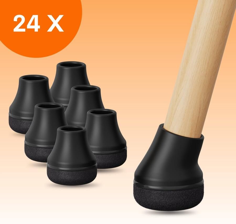FLOOQ Pro Stoelpootdoppen Flexibel Rond 21-26mm Anti-Kras Vilt Stoelpoot beschermers Vloerbescherming 24 Stuks – Fermin