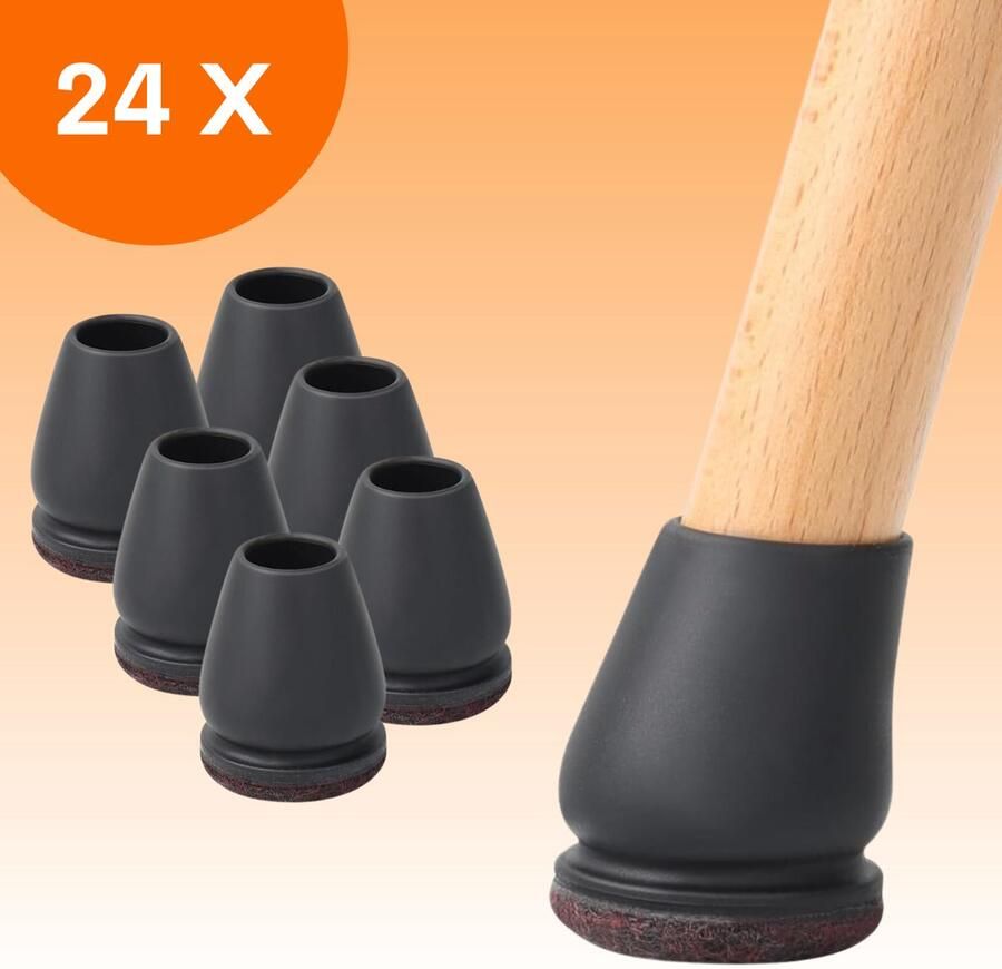 FLOOQ Pro Stoelpootdoppen Flexibel Rond 22-28mm Anti-Kras Vilt Stoelpoot beschermers Vloerbescherming 24 Stuks – Floor