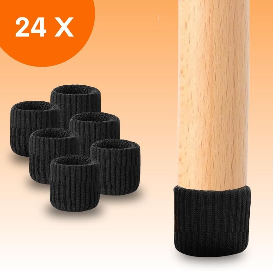 FLOOQ Stoelpoot sokken laag zwart Stoelpootdoppen Stoelpoot beschermers Vloerbescherming 24 Stuks – Feli