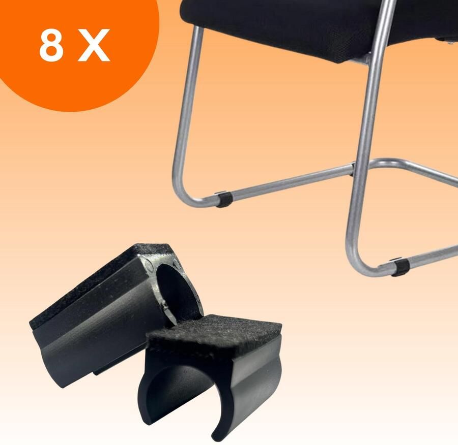 FLOOQ Stoelpootdoppen Buisframes 19mm Anti-Kras Vilt Stoelpoot beschermers Vloerbescherming 8 Stuks – Zwart – Rond