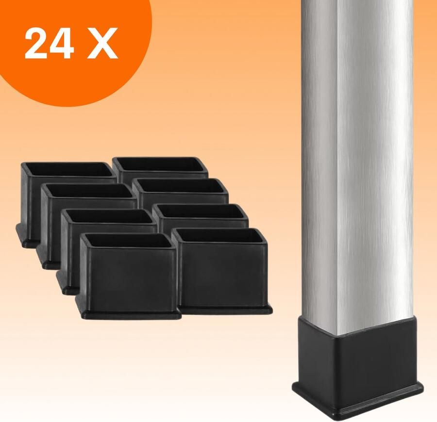 FLOOQ Stoelpootdoppen Rechthoekig 30 x 15mm Anti-Kras Vilt Stoelpoot beschermers Vloerbescherming 24 Stuks – Zwart