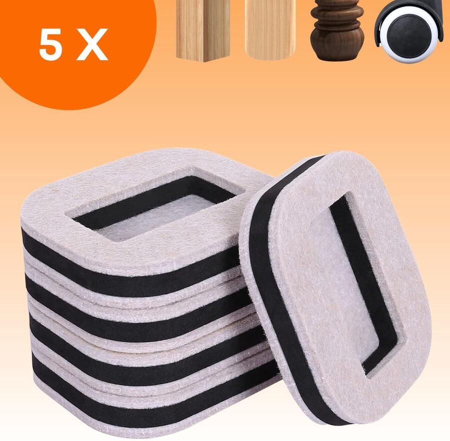 FLOOQ Vloerbeschermer Wieltjes & Poten Beige Meubel Onderzetters Bescherm Cups Vloerbescherming Caster cups