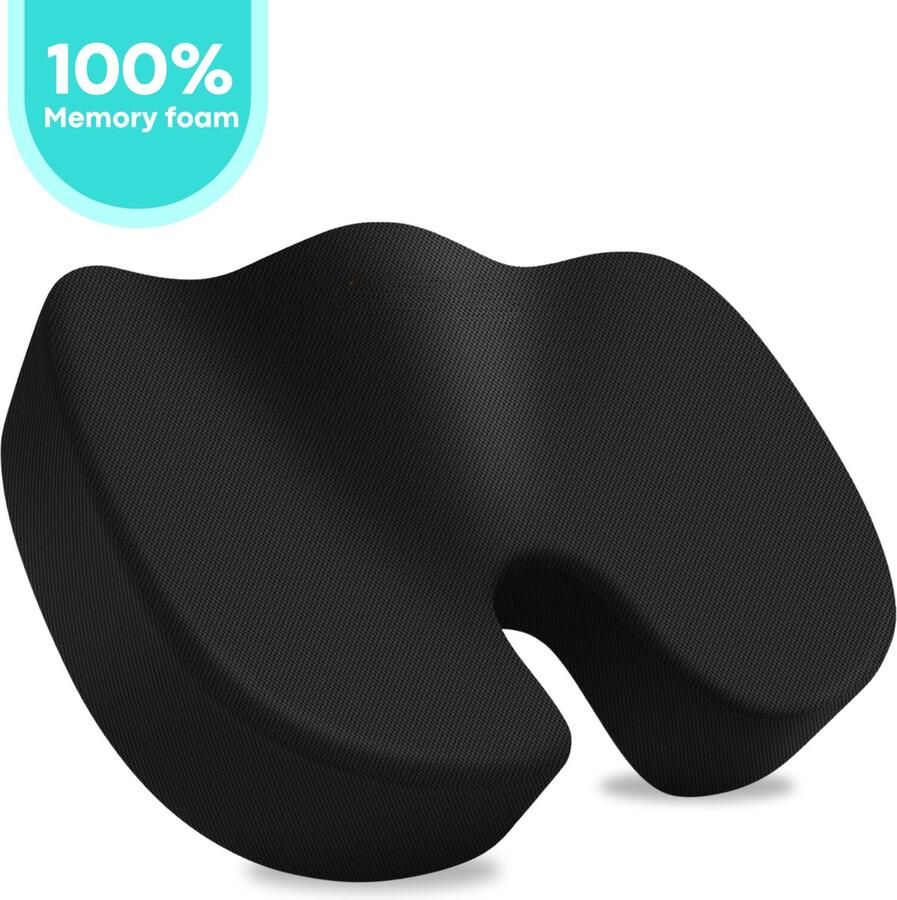 FLOOQ Zitkussen Orthopedisch & Ergonomisch voor Auto en Bureaustoel Wigkussen Stuitkussen Stoelkussen met Traagschuim voor Bed