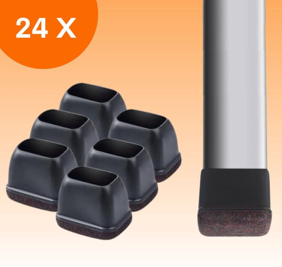 FLOOQ Premium Stoelpootdoppen Flexibel Rechthoekig 40 x 30mm Anti-Kras Vilt Stoelpoot beschermers Vloerbescherming 24 Stuks – Zwart - Foto 2