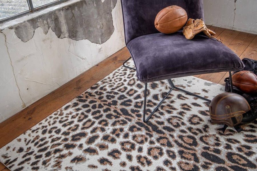 Floor Bruin Vloerkleed Panter 200x290cm Eye Catcher Speelse uitstraling