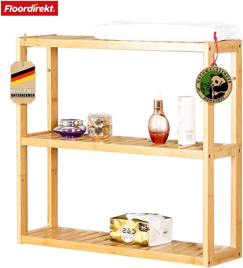 Floordirekt Bamboe Wandplank Wyoming Veelzijdige & Elegante Zwevende Plank Stijlvolle Opbergoplossing voor Elke Kame