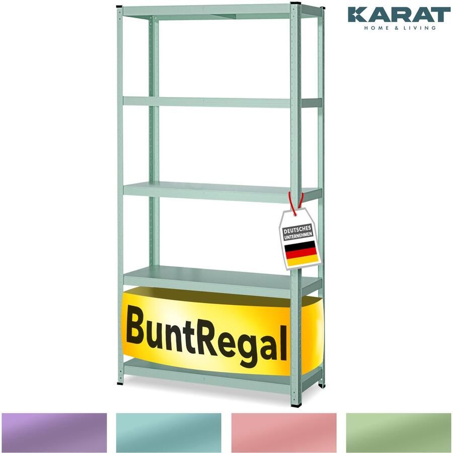 Floordirekt Kleurplank Kleur Metalen legplank Verkrijgbaar in 4 Kleuren Belastbaar tot 350 kg Perfect voor Huishoudelijk Gebruik 172 x 90 x 30 cm -Lichtgroen