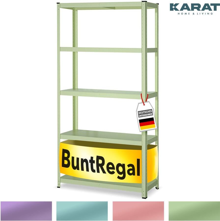 Floordirekt Kleurplank Kleur Metalen legplank Verkrijgbaar in 4 Kleuren Belastbaar tot 350 kg Perfect voor Huishoudelijk Gebruik 172 x 90 x 30 cm Witgroen