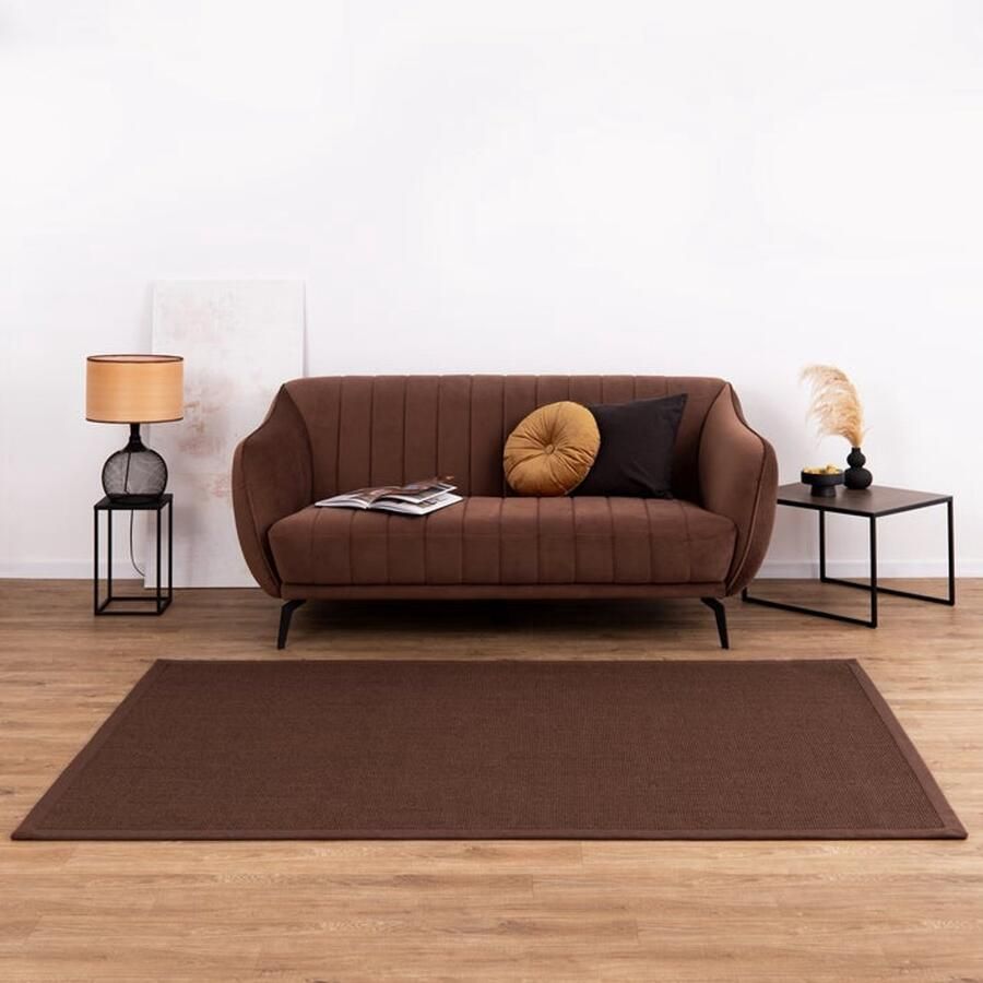 Floordirekt Premium-Sisal-Tapijt Vloerkleed Amazonas Donkerbruin Met rand 200 x 290 cm