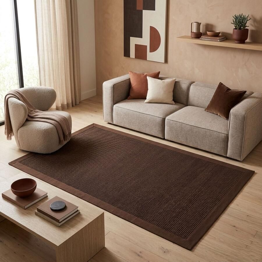 Floordirekt Premium-Sisal-Tapijt Vloerkleed Amazonas Donkerbruin Met rand 160 x 230 cm - Foto 2