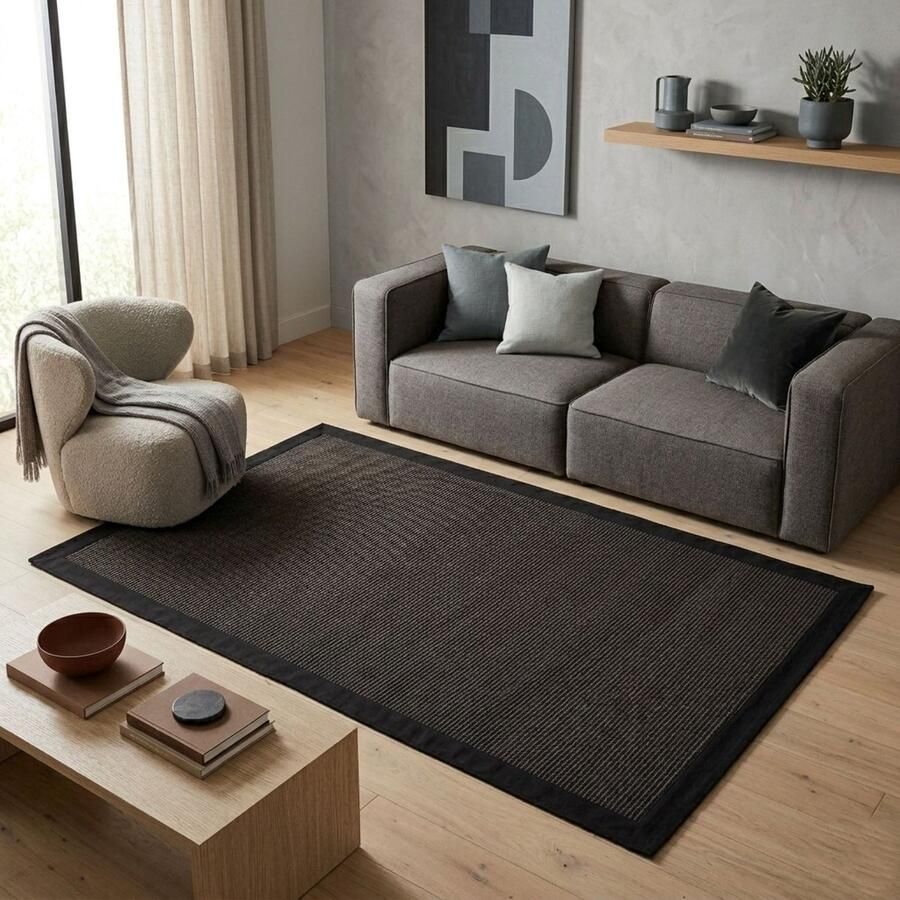 Floordirekt Premium-Sisal-Tapijt Vloerkleed Amazonas Zwart Met rand 200 x 290 cm - Foto 2