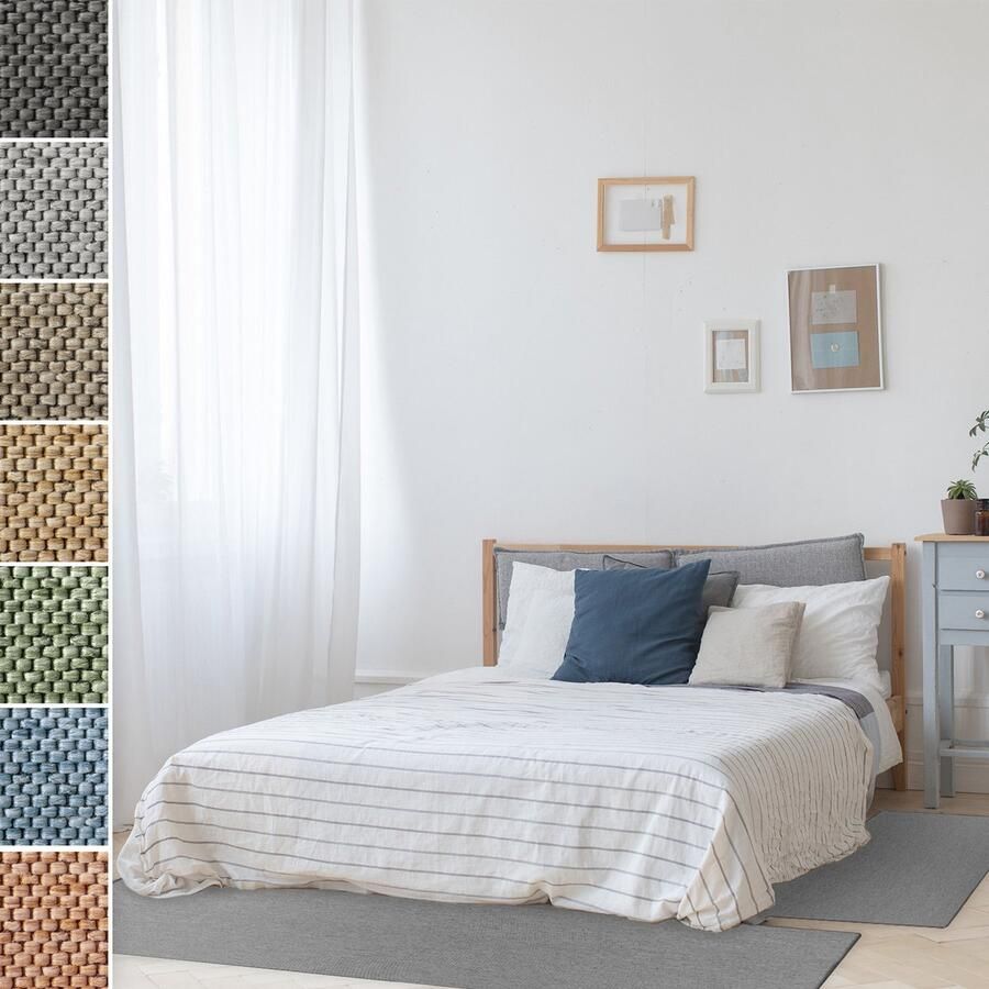 Floordirekt Slaapkamen vloerkleed in Sisal-Optik Sabang 3-Delig Zilver 1 Loper: 67 x 330 cm + 2 Loper: 67 x 130 cm