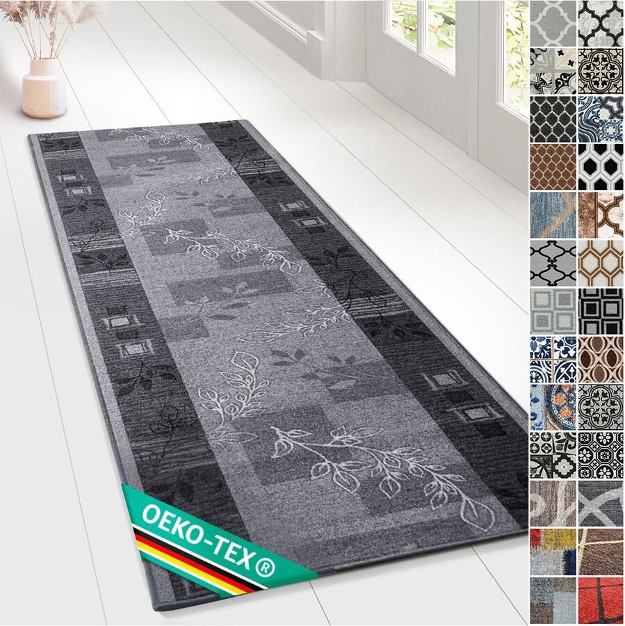 Floordirekt Tapijtloper Akzent Keukenloper Vloerkleed Modern & Eenvoudig te Onderhouden Grijs 80 x 500 cm