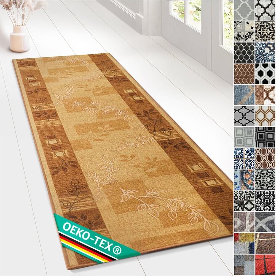 Floordirekt Tapijtloper Akzent Keukenloper Vloerkleed Modern & Eenvoudig te Onderhouden Beige 80 x 600 cm