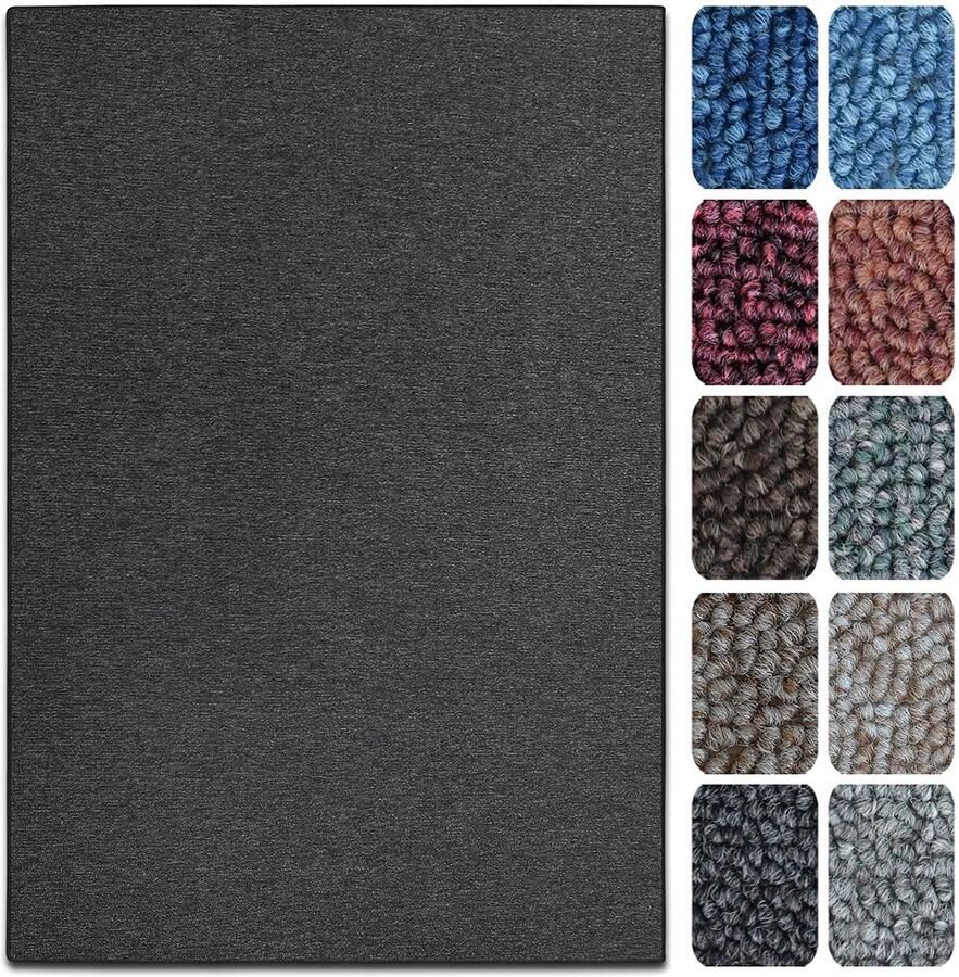 Floordirekt Tapijtloper London Vlakke Lussenpool Op Maat Gemaakt Modern & Easy Care Antraciet 80 x 100 cm