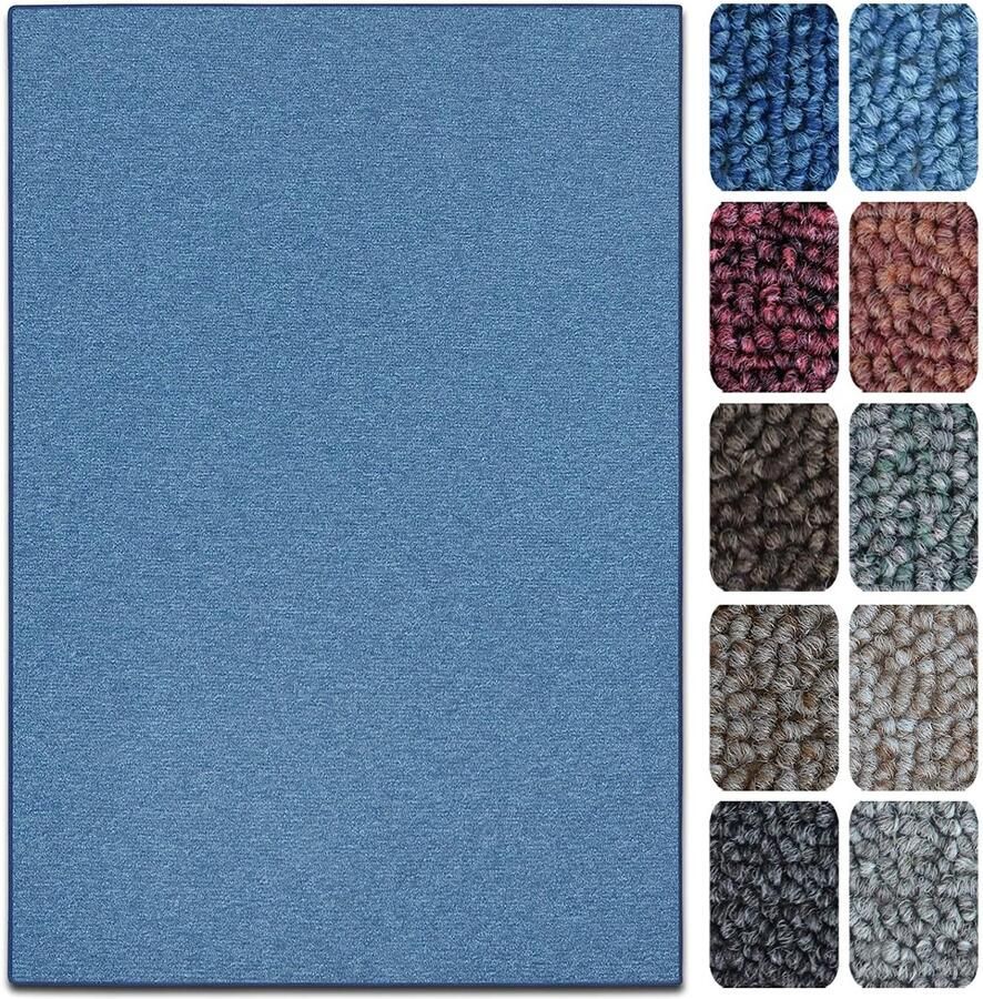 Floordirekt Tapijtloper London Vlakke Lussenpool Op Maat Gemaakt Modern & Easy Care Lichtblauw 80 x 100 cm