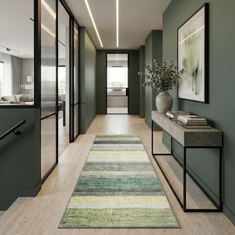 Floordirekt Tapijtloper Op maat Naxos Antislip Slijtvast & Onderhoudsvriendelijk Veel Kleurvarianten In Moderne Stijl Groen-Blauw 80 x 450 cm - Foto 2