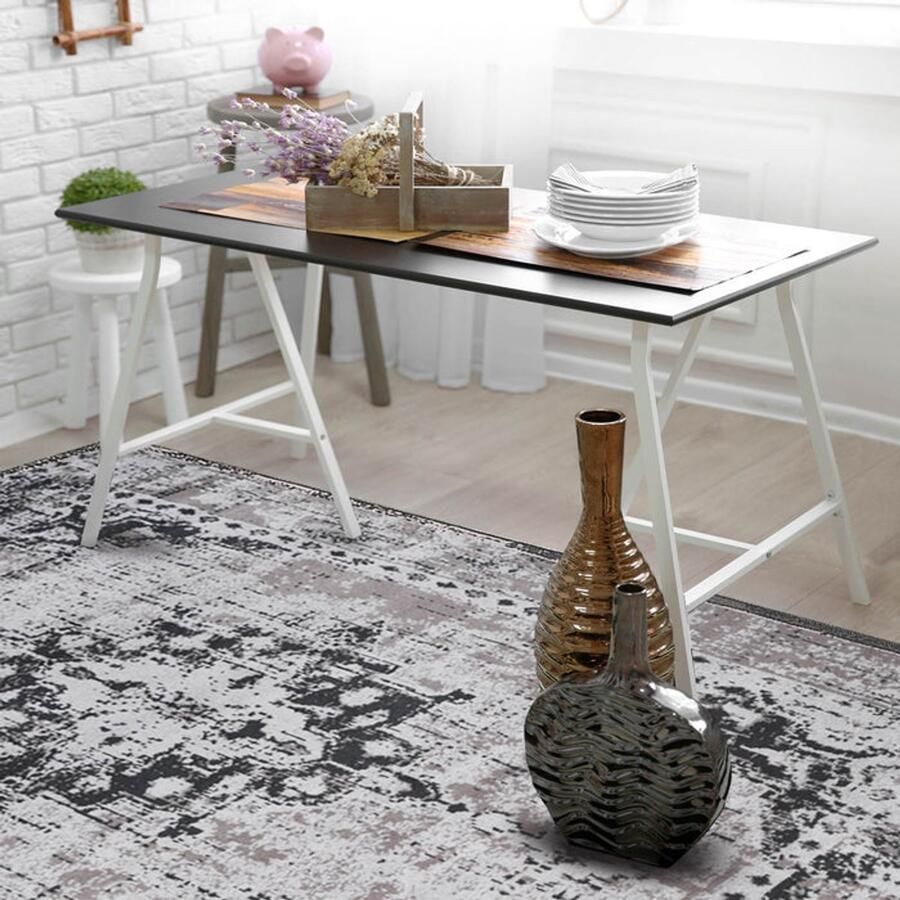 Floordirekt Vintage Plat Geweven Tapijt Grijs Slijtvaste Loper 80 x 150 cm