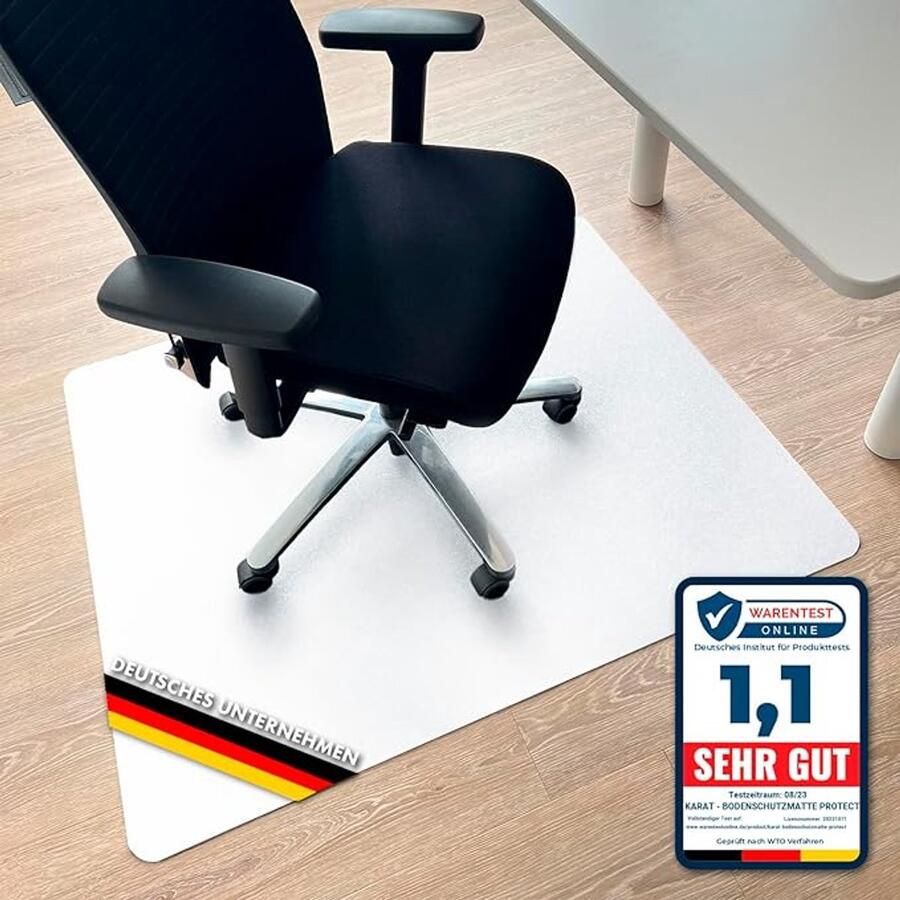 Floordirekt Vloerbeschermingsmat Voor Harde Vloeren Gekleurde Onderlegger voor Bureaustoelen Bureaustoelmat Stoelonderlaag Polypropyleen Dikte: 1 9 mm Wit 114 x 150 cm