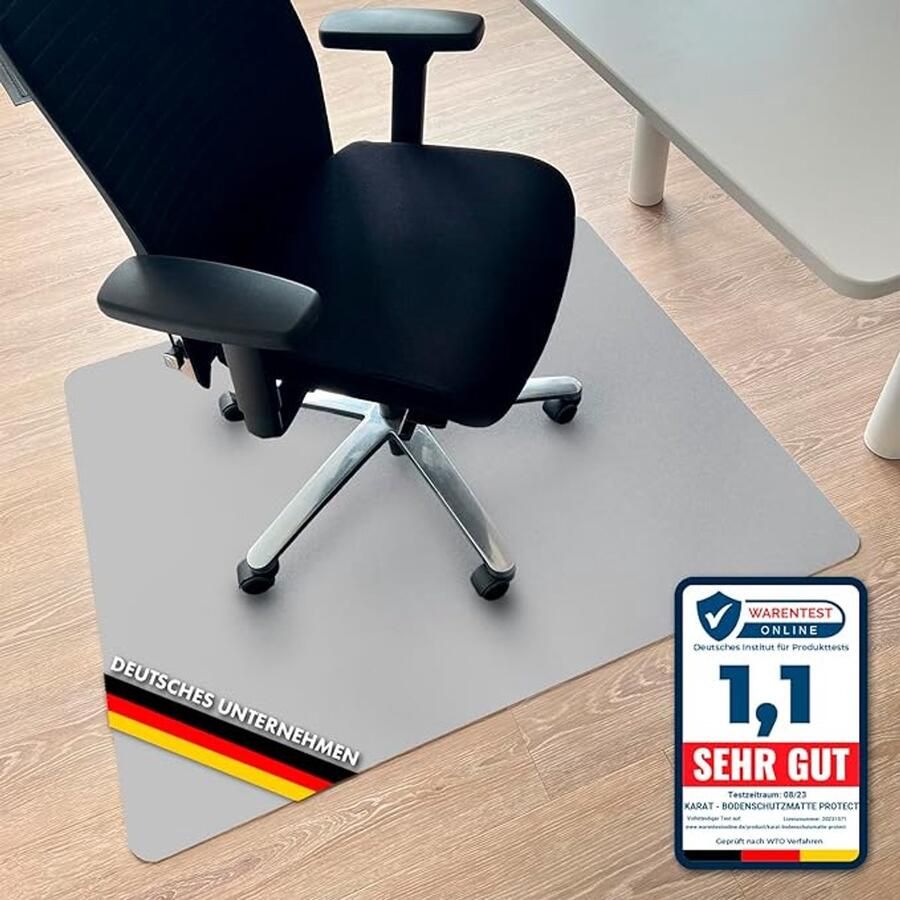 Floordirekt Vloerbeschermingsmat Voor Harde Vloeren Gekleurde Onderlegger voor Bureaustoelen Bureaustoelmat Stoelonderlaag Polypropyleen Dikte: 1 9 mm Grijs 90 x 120 cm