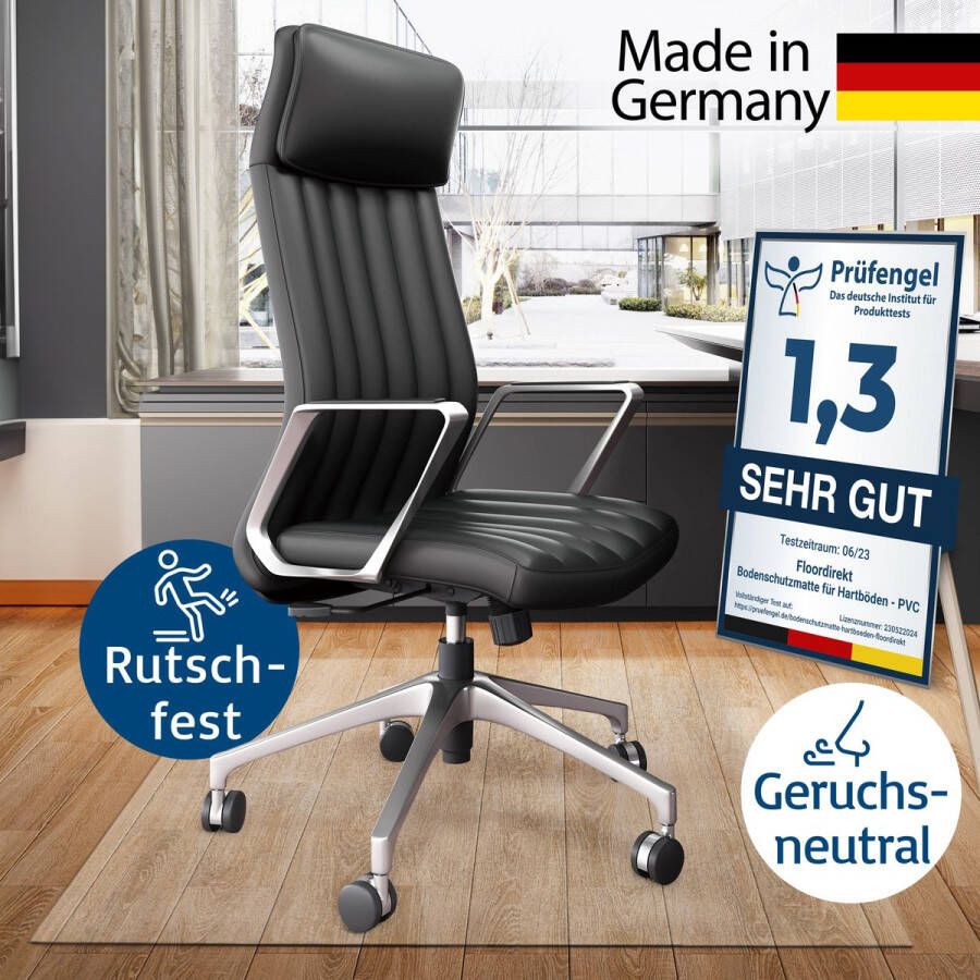 Floordirekt Vloerbeschermer Neo Plus Bureaustoelmat voor harde vloeren Geluiddempend PVC Transparant 114 x 200 cm