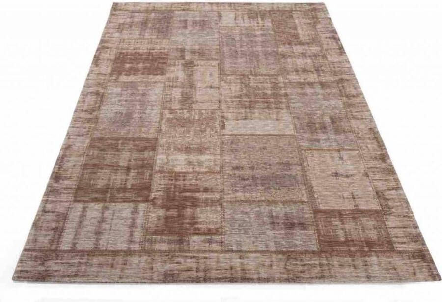 Floorpassion Enzo 12 Vintage patchwork vloerkleed in Licht bruin