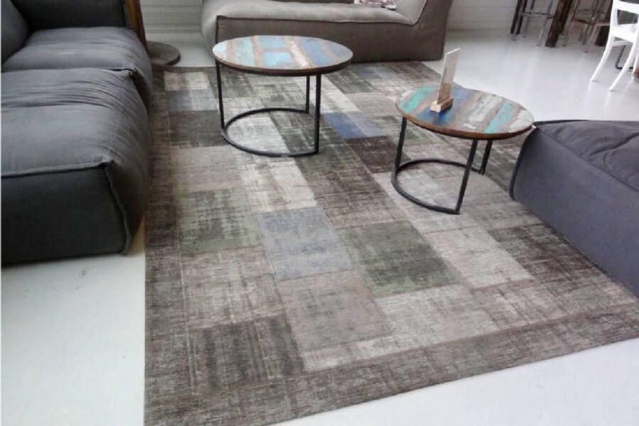 Floorpassion Enzo 59 Prachtig vintage vloerkleed met Bruin Groene garen