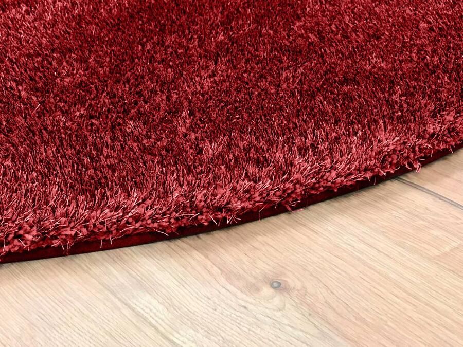 Floorpassion Ross 55 Rond hoogpolig vloerkleed in Antraciet Groene kleurensamenstelling