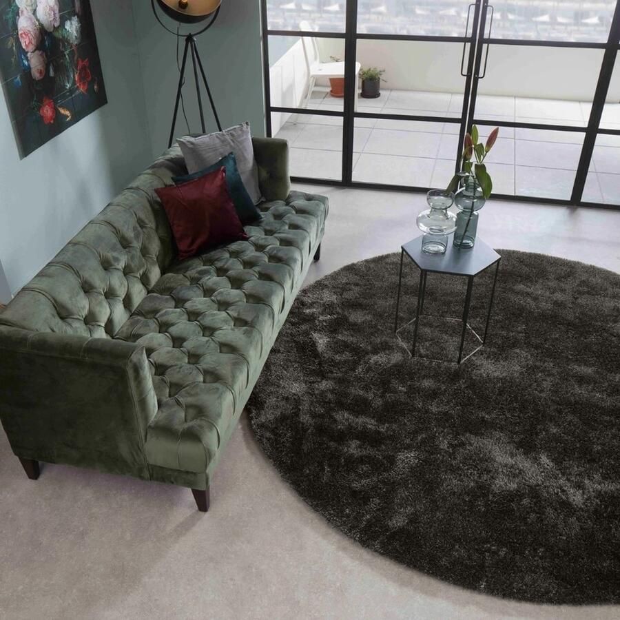 Floorpassion Ross 18 Rond vloerkleed in bruine kleursamenstelling