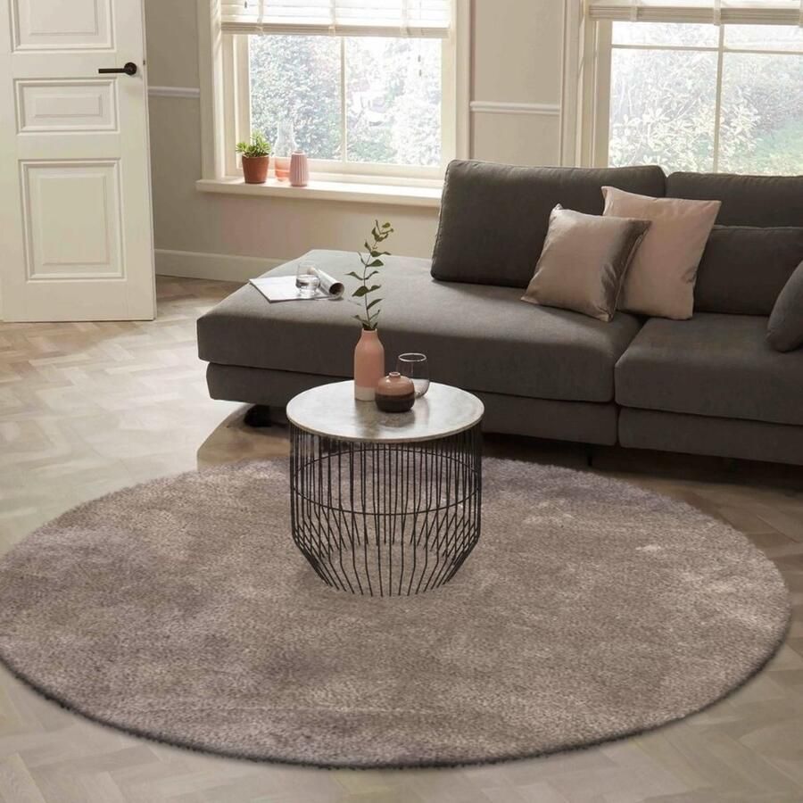 Floorpassion Ross 21 Rond vloerkleed in grijze kleursamenstelling