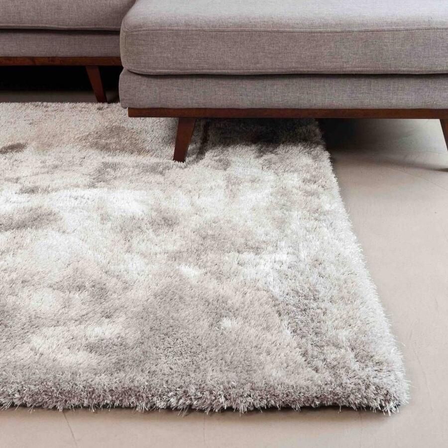 Floorpassion Ross 21 Uniek hoogpolig ovaal vloerkleed in grijze kleurstelling